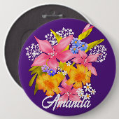 Spring bouquet-knop ronde button 6,0 cm (Voorkant /achterkant)