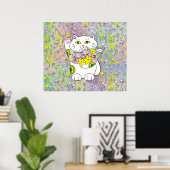 Spring Bouquet Maneki Neko (Lucky Cat) Poster (Thuiskantoor)