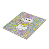 Spring Bouquet Maneki Neko (Lucky Cat) Tegeltje (Zijkant)