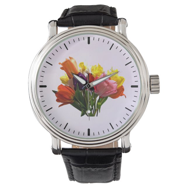 Spring Bouquet met Tulips en Daffodils Watch Horloge (Voorkant)