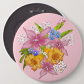 Spring bouquet ronde button 6,0 cm (Voorkant /achterkant)