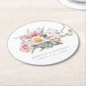 Spring Bouquet | Tulpen en Waterverf van de vlinde Ronde Kartonnen Onderzetter (Gebogen)