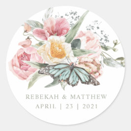 Spring Bouquet | Tulpen en Waterverf van de vlinde Ronde Sticker
