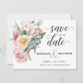 Spring Bouquet | Tulpen en Waterverf van de vlinde Save The Date (Voorkant)
