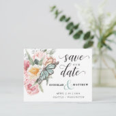 Spring Bouquet | Tulpen en Waterverf van de vlinde Save The Date (Staand voorkant)