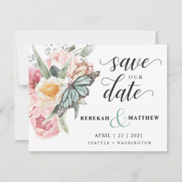 Spring Bouquet | Tulpen en Waterverf van de vlinde Save The Date