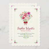 Spring Bouquet-uitnodiging Kaart (Voorkant / Achterkant)