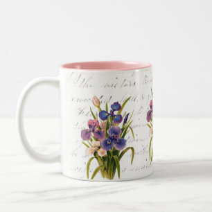 Spring Bouquet van Irises - Viering van de bloemen Tweekleurige Koffiemok