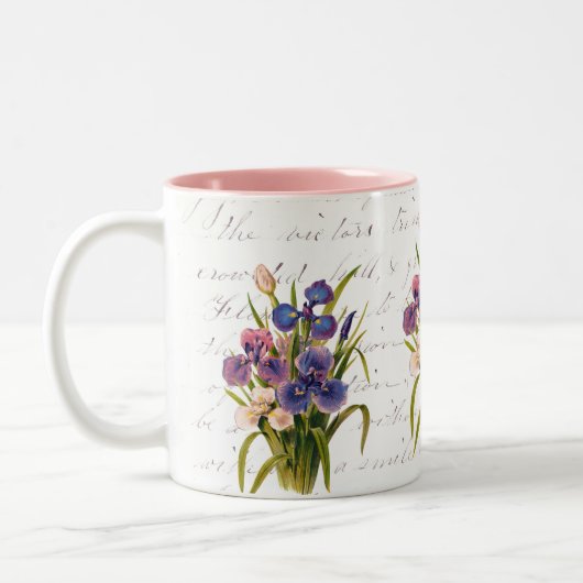 Spring Bouquet van Irises - Viering van de bloemen Tweekleurige Koffiemok (Links)