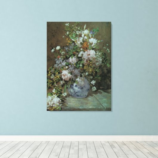 Spring Bouquet van Pierre Renoir,  bloemen Canvas Afdruk (Insitu (Houten vloer))