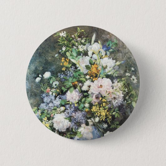 Spring Bouquet van Pierre Renoir,  bloemen Ronde Button 5,7 Cm (Voorkant)