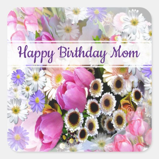 Spring Bouquet Vierkante Sticker (Voorkant)