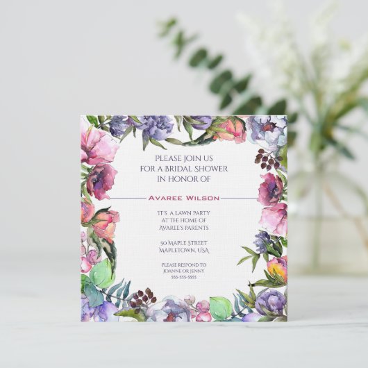 Spring Bouquet Waterverf Vrijgezellenfeest Kaart (Staand voorkant)