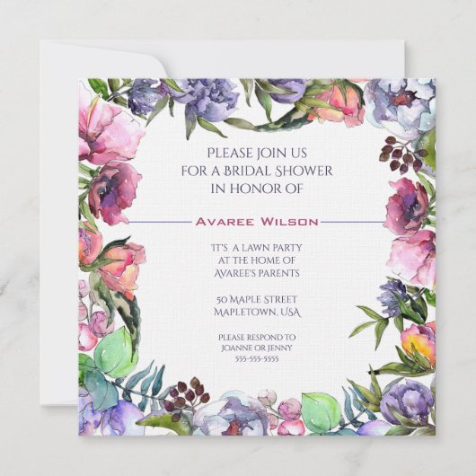 Spring Bouquet Waterverf Vrijgezellenfeest Kaart (Voorkant)