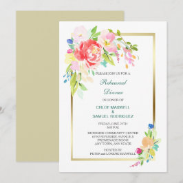 Spring Bouquet Wedding Rehearsal Dinner Uitnodigin Kaart