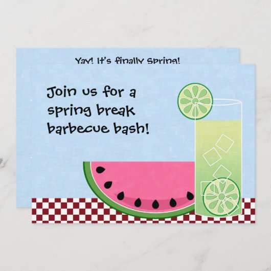 Spring Break Barbecue Basis Uitnodiging (Voorkant / Achterkant)