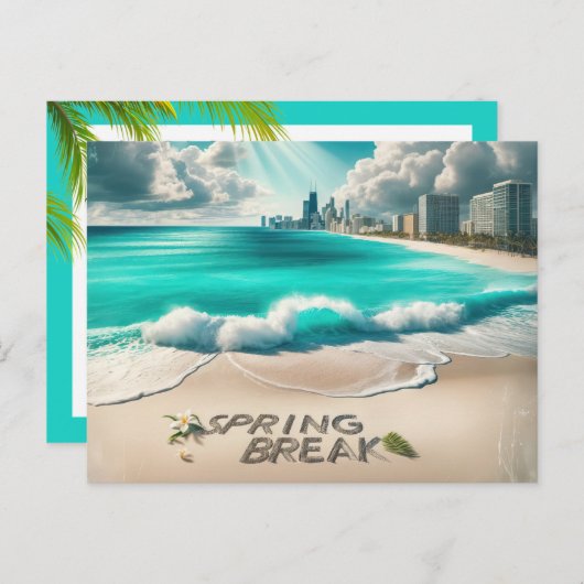 Spring Break Beach Briefkaart (Voorkant / Achterkant)