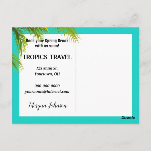 Spring Break Beach Briefkaart (Achterkant)