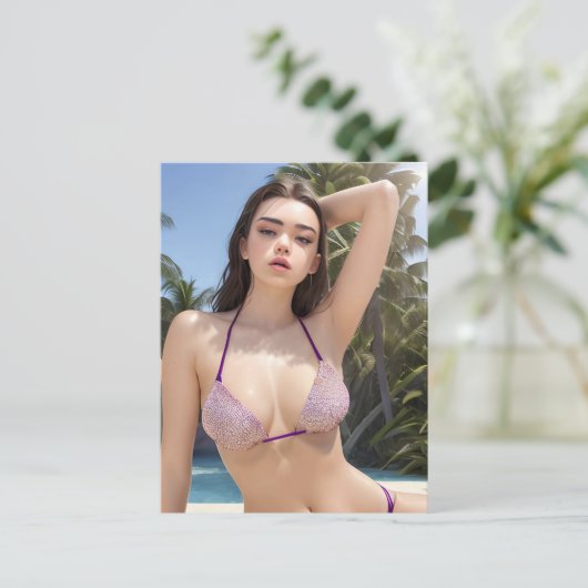 Spring Break Bikini Model Briefkaart (Staand voorkant)