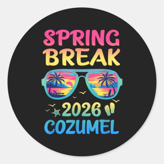 Spring Break Cozumel 2026 Vacation Trip Sungles  Ronde Sticker (Voorkant)