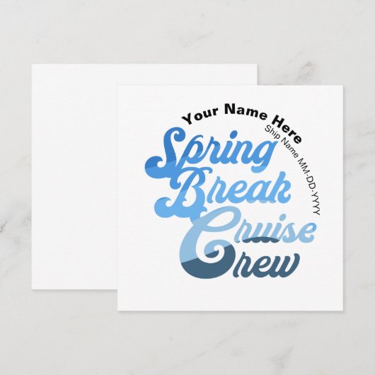 Spring Break Cruise Crew Kaart (Voorkant / Achterkant)