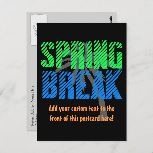 Spring Break Custom Neon Souvenir Briefkaart (Voorkant / Achterkant)