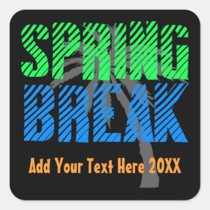 Spring Break Custom Neon Souvenir Vierkante Sticker