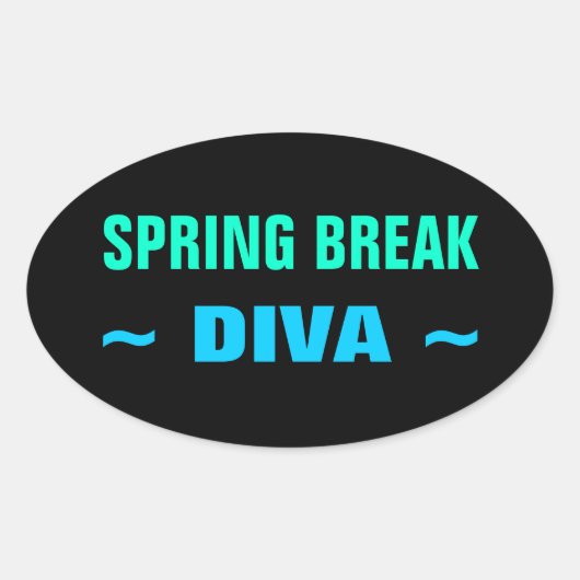 SPRING BREAK DIVA-stickers (4, ovaal) Ovale Sticker (Voorkant)