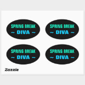 SPRING BREAK DIVA-stickers (4, ovaal) Ovale Sticker (Vel)