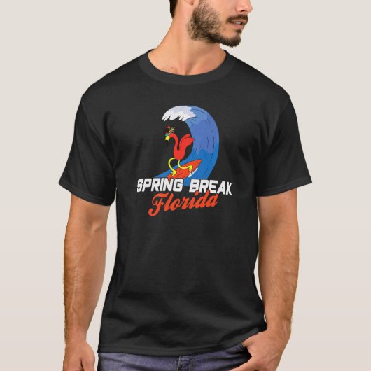 Spring Break Florida Cool Beach Surfing Flamingo T-shirt (Voorkant)