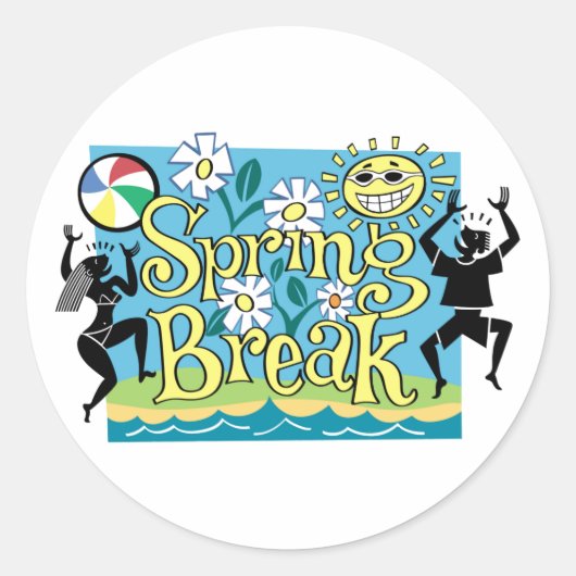 Spring Break Fun-ontwerp Ronde Sticker (Voorkant)