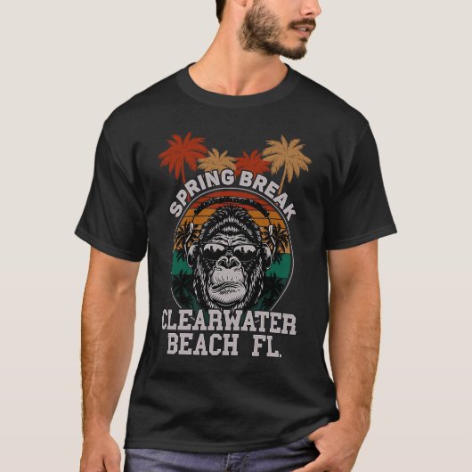 Spring Break Klerwater Beach Fl Gorilla Hoofdtelef T-shirt (Voorkant)