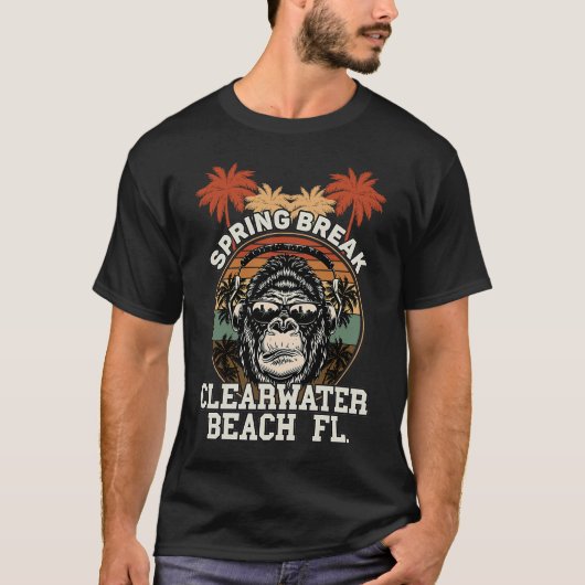 Spring Break Klerwater Beach Fl Gorilla Hoofdtelef T-shirt (Voorkant)