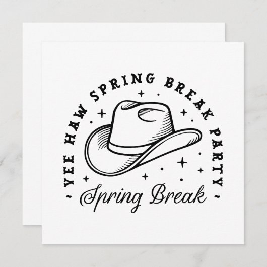 Spring break meisjes feest cowboy pet kaart (Voorkant / Achterkant)