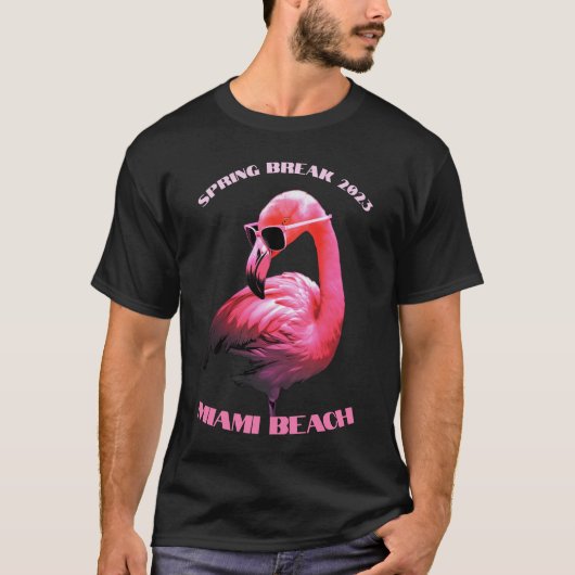 Spring Break Miami Beach Flamingo Sunbribril T-shirt (Voorkant)