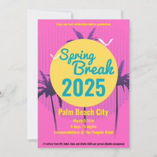 Spring Break Palm Tree Invitation Roze Kaart
