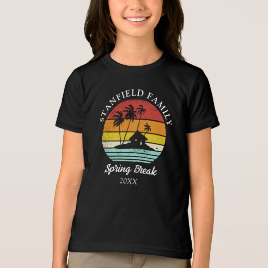 Spring Break Palm Trees Beach familie matching Tri-Blend Shirt (Voorkant)