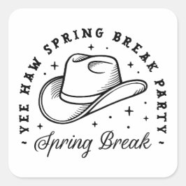 Spring break party cowboy pet grappig vierkante sticker