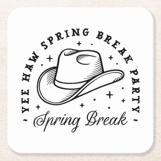 Spring break party cowboy pet kartonnen onderzetters (Voorkant)