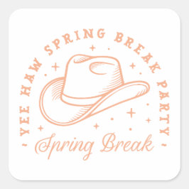 Spring break party cowgirl groovy preppy thema vierkante sticker