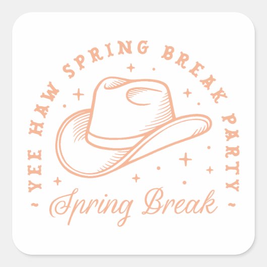 Spring break party cowgirl groovy preppy thema vierkante sticker (Voorkant)