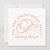 Spring break party cowgirl thema perzikkleur kaart (Voorkant)