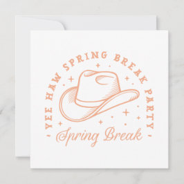 Spring break party cowgirl thema perzikkleur kaart