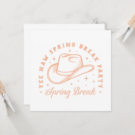 Spring break party cowgirl thema perzikkleur kaart