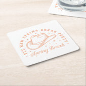 Spring break party cowgirl thema perzikkleur kartonnen onderzetters (Schuin)