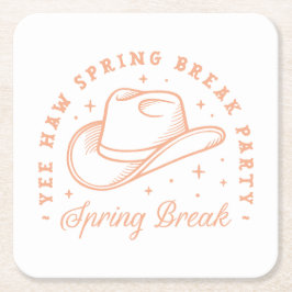 Spring break party cowgirl thema perzikkleur kartonnen onderzetters