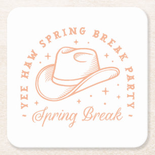 Spring break party cowgirl thema perzikkleur kartonnen onderzetters