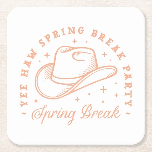 Spring break party cowgirl thema perzikkleur kartonnen onderzetters (Voorkant)
