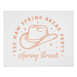 Spring break party cowgirl thema perzikkleur perfect poster