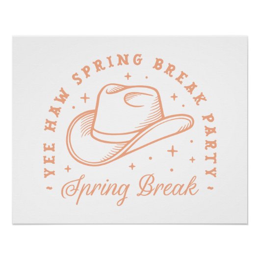 Spring break party cowgirl thema perzikkleur perfect poster (Voorkant)